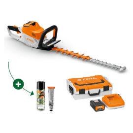 STIHL HSA 100 HEGGENSCHAAR COMBISET MET POWERBOX BASIC MET AP 200 ACCU EN AL 301 SNELLADER
