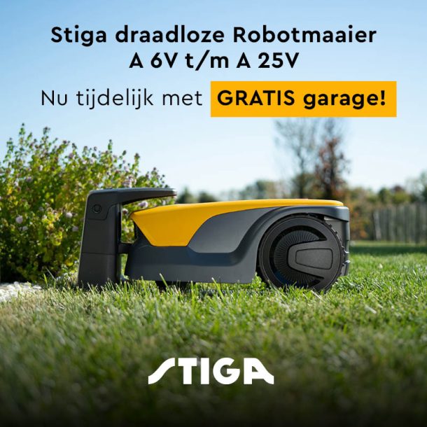 Gratis garage bij je Stiga draadloze robotmaaier!
